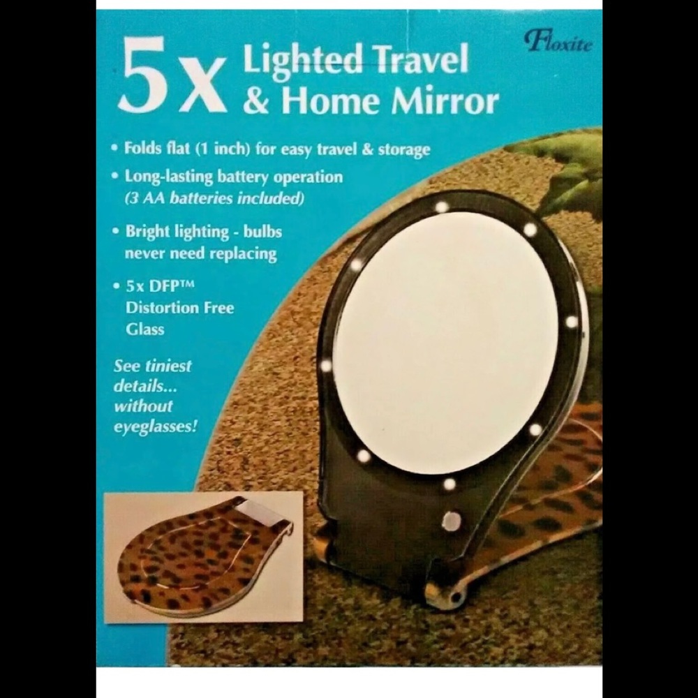 Floxite New box 5x Travel Mirror Cosmetic leopard
